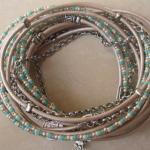 Boho Pearl Metallic Leather Wrap Bracelet With..